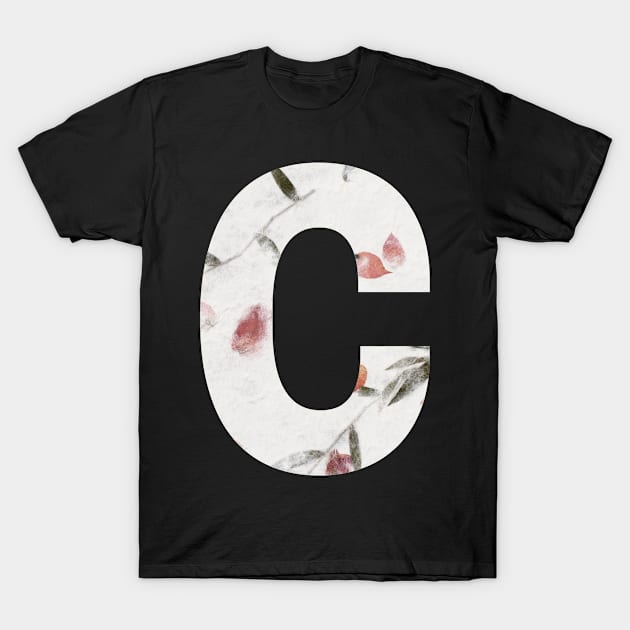 Botanical Monogram Floral Letter C Photography T-Shirt by ZOTAPHOTOSTUDIO